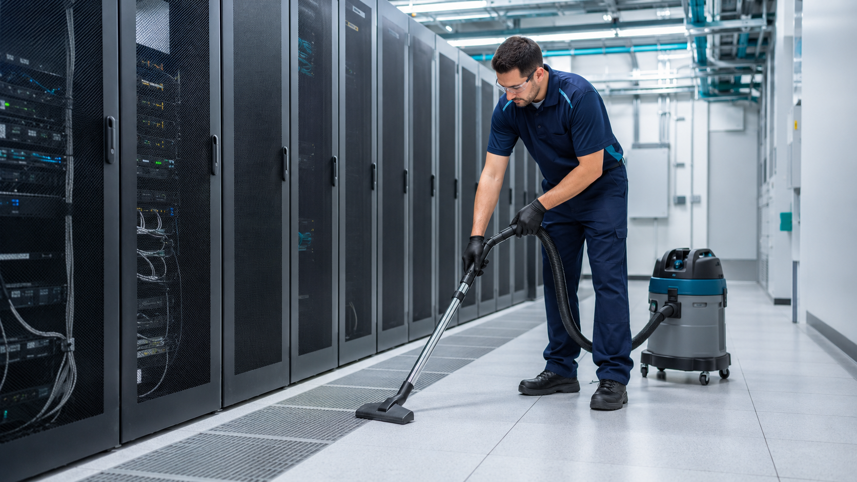 Specialty cleaning inside a modern data center